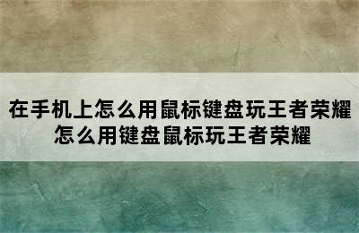 在手机上怎么用鼠标键盘玩王者荣耀 怎么用键盘鼠标玩王者荣耀